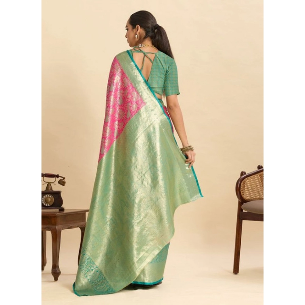 Women's Faux_Banarasi_Silk Woven Saree With Unstitched Blouse 5.5Mtr (Pink) Women's Faux_Banarasi_Silk Woven Saree With Unstitched Blouse 5.5Mtr (Pink)
