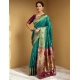 Women's Silk Blend Zari Weaving Saree With Unstitched Blouse 5.5Mtr (Green)