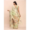 Women's Linen Cotton Printed Saree With Unstitched Blouse 5.5Mtr (Light Green) Women's Linen Cotton Printed Saree With Unstitched Blouse 5.5Mtr (Light Green)