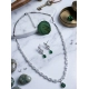 Women's Brass Silver Plated Necklace set (Green) Women's Brass Silver Plated Necklace set (Green)