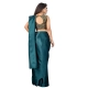 Women's Satin Printed Saree With Unstitched Blouse 5.5Mtr (Rama)