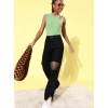 Women's Polyester Lycra Solid Sleeveless Top (Green)