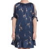 Girl's Satin Animal Print Sleeveless Dress (Blue)