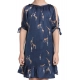 Girl's Satin Animal Print Sleeveless Dress (Blue)