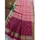 Women's Raw Silk Ikkat Saree With Unstitched Blouse 5.5Mtr (Pink)