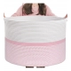 Cotton Dori 16x14 Inch Storage Basket For Clothes (White-Pink White)