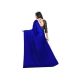Women's Satin Solid Saree With Unstitched Blouse 5.5Mtr (Blue)