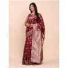 Women's Banarasi Silk Printed Saree With Unstitched Blouse 5.5Mtr (Maroon)