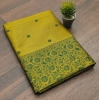 Women's Soft Lichi Silk Printed Saree With Unstitched Blouse 5.5Mtr (Green)