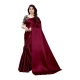 Women's Satin Printed Saree With Unstitched Blouse 5.5Mtr (Maroon)