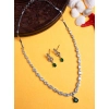 Women's Brass Silver Plated Necklace set (Green)