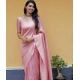 Women's Litchi silk Printed Saree With Unstitched Blouse (Light Pink)