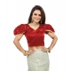 Women's Jimmy Solid V Neck Puff Sleeve Readymade Blouse (Red 38 , Alterable up to 42)-PID65844 Women's Jimmy Solid V Neck Puff Sleeve Readymade Blouse (Red 38 , Alterable up to 42)-PID65844