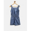 Girl's Denim Embroidered Sleeveless Jumpsuit (Blue) Girl's Denim Embroidered Sleeveless Jumpsuit (Blue)