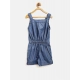 Girl's Denim Embroidered Sleeveless Jumpsuit (Blue) Girl's Denim Embroidered Sleeveless Jumpsuit (Blue)