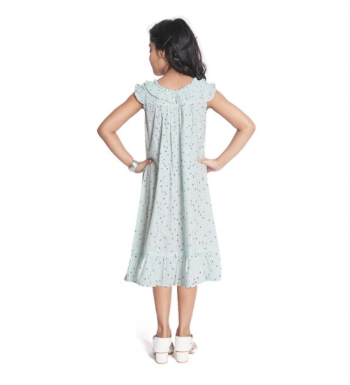 Girl's Heavy Pc Printed Sleeve Less Round Neck Dress (Light Blue) Girl's Heavy Pc Printed Sleeve Less Round Neck Dress (Light Blue)