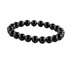 Natural Crystal 8mm Black Tourmaline Bracelet (Black)