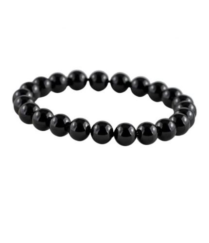 Natural Crystal 8mm Black Tourmaline Bracelet (Black)