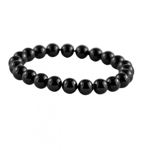 Natural Crystal 8mm Black Tourmaline Bracelet (Black)