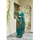 Women's Silk Blend Woven Saree With Unstitched Blouse 5.5 Mtr (Teal)