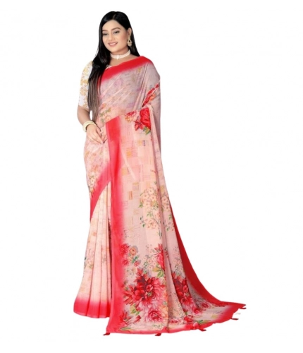 Women's Georgette Floral Printed Saree With Unstitched Blouse 5.5Mtr (Red) Women's Georgette Floral Printed Saree With Unstitched Blouse 5.5Mtr (Red)