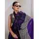 Women's Satin Crepe Printed Saree With Unstitched Blouse 5.5Mtr (Purple)