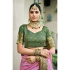 Women's Silk Blend Booti Work Ready to wear Saree With Unstitched Blouse 5.5Mtr (LightPink)