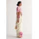 Women's Linen Printed Saree With Unstitched Blouse 5.5Mtr (White) Women's Linen Printed Saree With Unstitched Blouse 5.5Mtr (White)