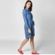 Women's Denim Solid Roll Up Sleeve Dress (Blue) Women's Denim Solid Roll Up Sleeve Dress (Blue)