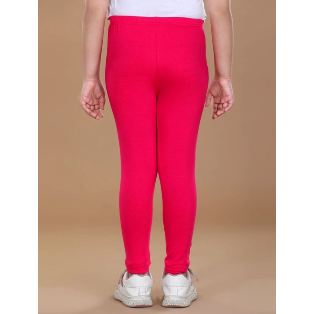 Girl's Cotton Lycra Solid Elasticated Leggings (Dark Pink) Girl's Cotton Lycra Solid Elasticated Leggings (Dark Pink)