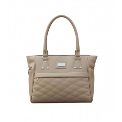 Women's PU Leather Solid Shoulder Zipper Handbag (Beige)