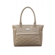 Women's PU Leather Solid Shoulder Zipper Handbag (Beige)
