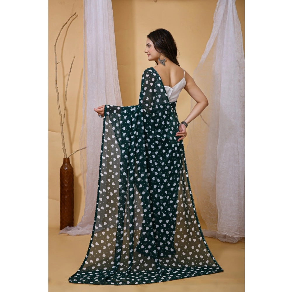 Women's Georgette Printed Saree With Unstitched Blouse 5.5Mtr (Green) Women's Georgette Printed Saree With Unstitched Blouse 5.5Mtr (Green)