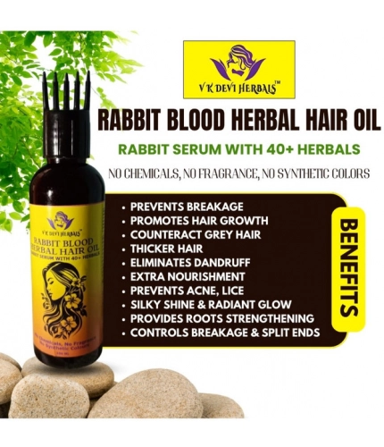 Devi Herbels Rabbit Blood Herbal 100 ML Hair Oil - Men's And Women's Hair Growth Oil
