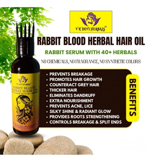 Devi Herbels Rabbit Blood Herbal 100 ML Hair Oil - Men's And Women's Hair Growth Oil