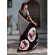 Women's Satin Crepe Printed Saree With Unstitched Blouse 5.5Mtr (Black)