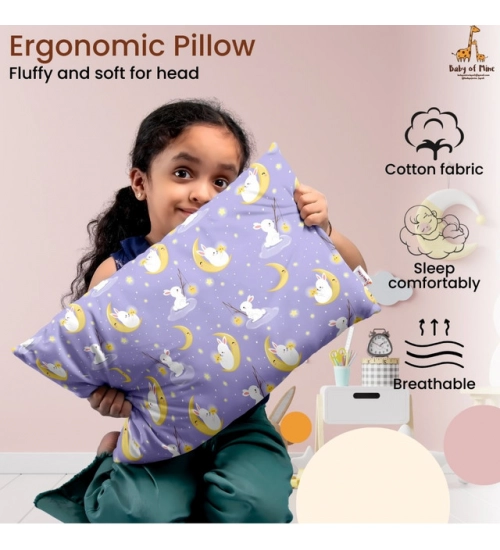 Soft Plush Printed Baby Infant Pillow for Kids Age 1 To 5 Years (Purple)