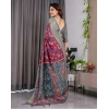 Women's Linen Printed Saree With Unstitched Blouse 5.5Mtr (Purple) Women's Linen Printed Saree With Unstitched Blouse 5.5Mtr (Purple)