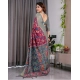 Women's Linen  Printed Saree With Unstitched Blouse 5.5Mtr (Purple)