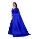 Women's Satin Printed Saree With Unstitched Blouse 5.5Mtr (Royal Blue)
