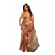 Women's Linen Cotton Printed Ready To Wear Saree With Unstitched Blouse 5.5 Mtr (Brown)