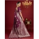 Women's Silk Blend Printed Saree With Unstitched Blouse 5.5Mtr (Purple)