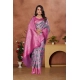 Women's Banarasi Silk Jaquard Woven Saree With Unstitched Blouse 5.5Mtr (Pink)