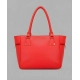 Women's PU Leather Solid Shoulder Zipper Handbag (Red)