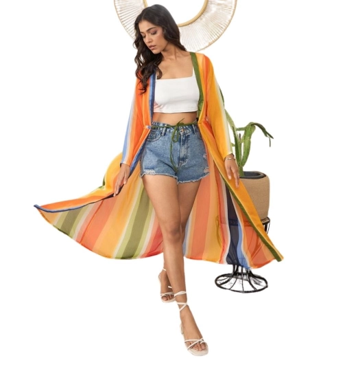 Women's Polyester Crepe Printed Long Sleeves Shrug (Multicolor)