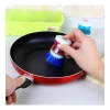 Pack of 4_Plastic Wash Basin Brush Cleaner with Soap Dispenser – (Color: Assorted)