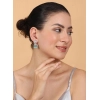 Women's Brass Silver Plated Drop Earrings (Turquoise)