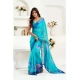 Women's Linen Cotton Printed Ready To Wear Saree With Unstitched Blouse 5.5 Mtr (Light_Aqua_Blue)