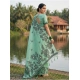 Women's Linen Cotton Printed Saree With Unstitched Blouse 5.5Mtr (Rama Green)