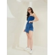 Women's Denim Lycra Solid Zip Closure Skorts (Blue) Women's Denim Lycra Solid Zip Closure Skorts (Blue)